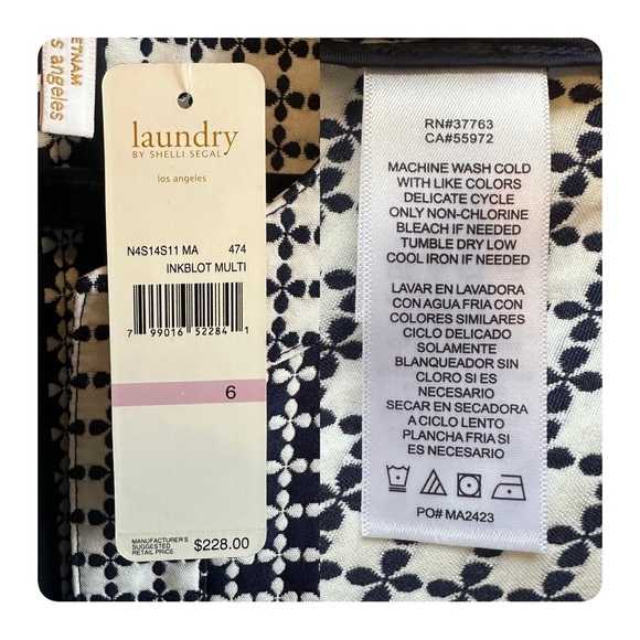 ★ NWT Laundry by Shelli Segal Structured Open Blazer - Navy Blue/White ★ - Picture 9 of 16